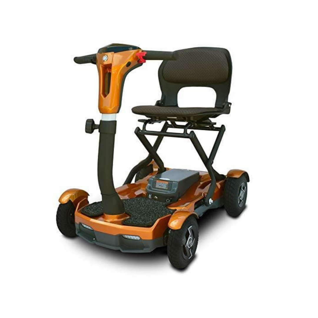 EV Rider TEQNO S26 Auto Folding Portable Lightweight 4-Wheel Mobility Scooter with Laser Guide Lights and Key Fob - Senior.com Scooters